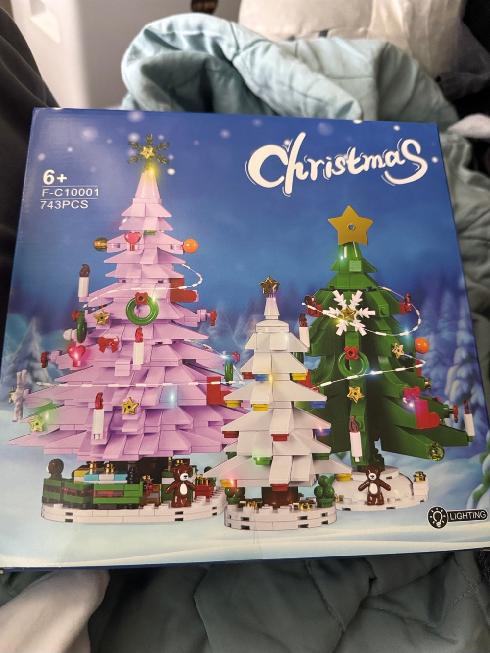 3-in-1 Christmas Tree Building Blocks Set with LED Lights (743 Pcs)